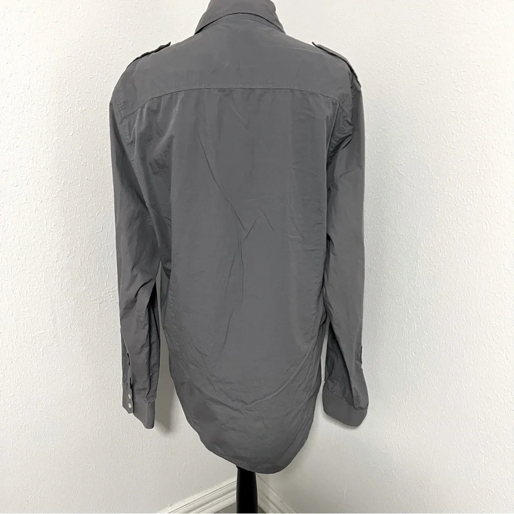 True Religion Men’s Gray XXXL Button Up Long Sleeve Shirt Logo Western Cowboy